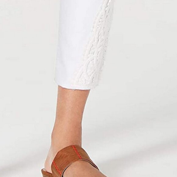 Style & Co Skinny Ankle Pant Crochet Detail Split Hem White Jeans 10P Petite 10 - Picture 14 of 16